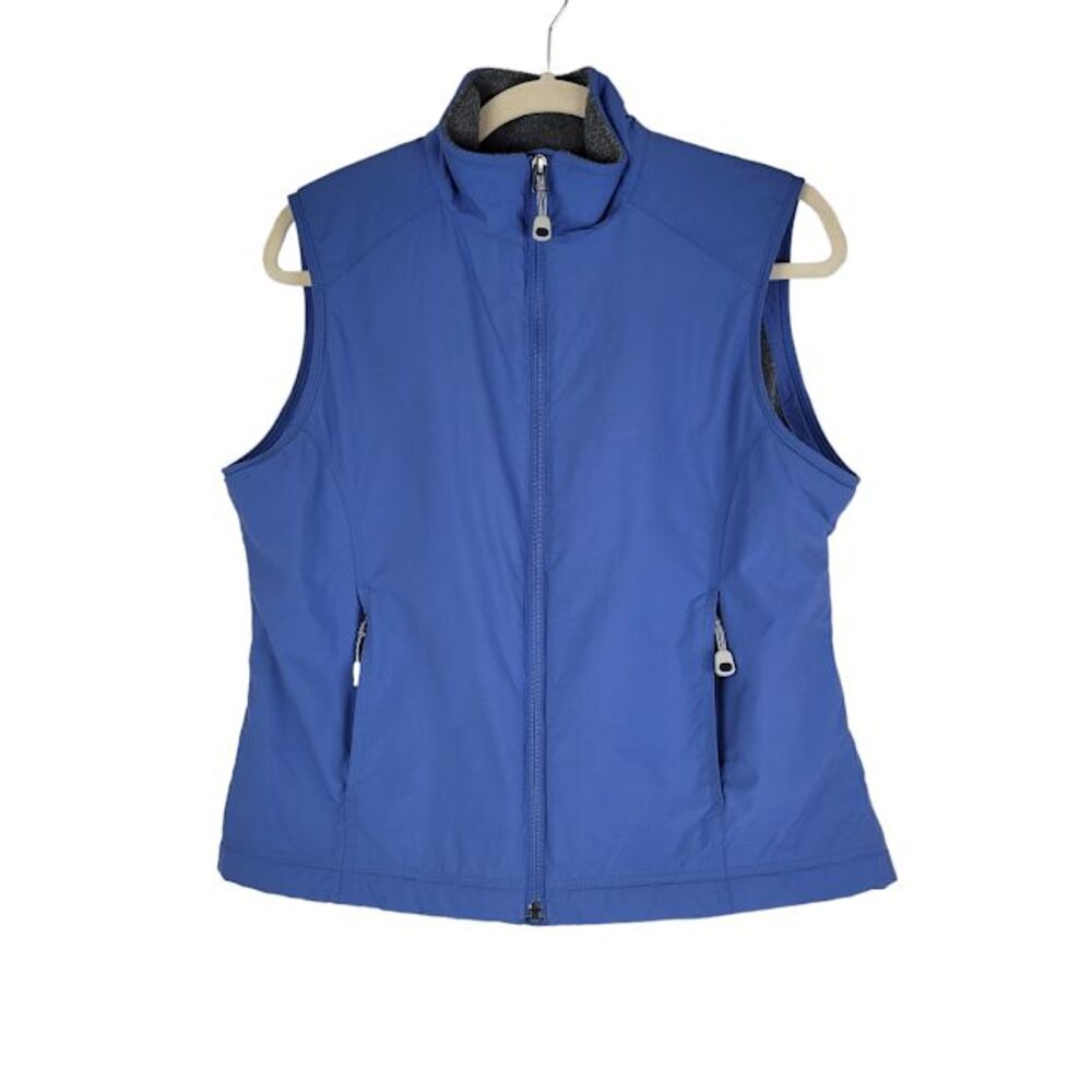 LL Bean Nylon Fleece Lined Vest Womens S Full Zip Blue Outdoor Water Resistant